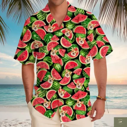 Hawaiian Shirt with Photo Hawaiian Shirt Logo Vacation Tropical Pattern Shirt for Men Women Summer Gifts-Black / M