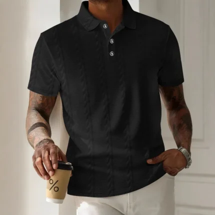 New Summer Men's Fashion Loose Fit Casual Polo Shirts-Black / 2 XL
