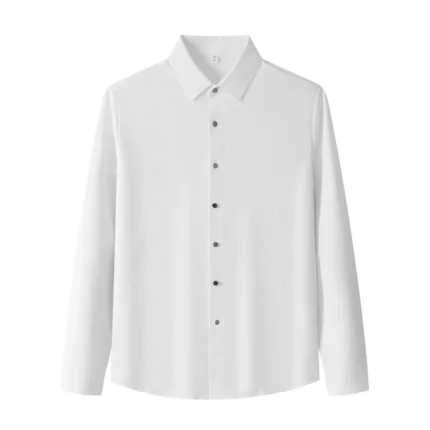 Lightweight Men's Long Sleeve Shirt with Ribbed Texture Autumn Versatile Wrinkle-Resistant ODM Supply-White / 4 XL
