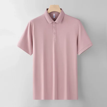 Embroidery Printing Logo Plain Polyester Quick Drying Breathable Sport Men Uniforms Work Polo Shirt-Pink / 4 XL